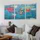 World map picture canvas wall painting suitable for living room bedroom or bathroom wall decoration, waterproof stretchable and can be hung directly