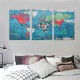World map picture canvas wall painting suitable for living room bedroom or bathroom wall decoration, waterproof stretchable and can be hung directly