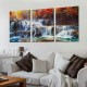 Wall Art Canvas Painting Red Forest Waterfalls Modern Landscape Tree Picture Poster Print Framed and Stretched Ready to Hang for Living Room Bedroom Kitchen Office Home Decor