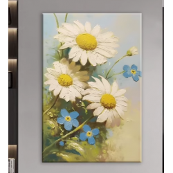 Small daisy art painting decorative mural living room sofa background wall