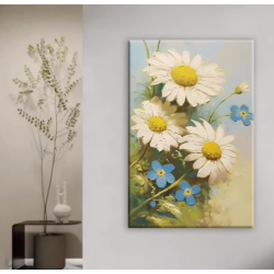Small daisy art painting decorative mural living room sofa background wall