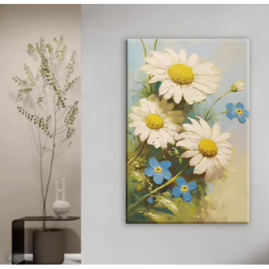 Small daisy art painting decorative mural living room sofa background wall